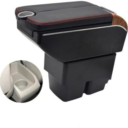 For Fiesta armrest box 2009-2017 Double doors open 7USB Centre Console Storage Box Arm Rest