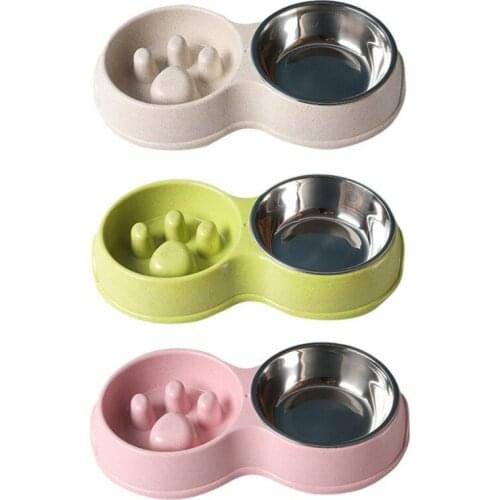 4 Colors Dog Food Water Feeder Cat Water Bowl Pet Drinking Feeder Double Pet Bowls Cat Puppy Safe Material Feeding L