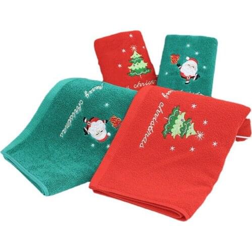 Skin-friendly Santa Claus Pure Cotton Face Towel Set Holiday Gifts Home Hotel Supplies TJ4576