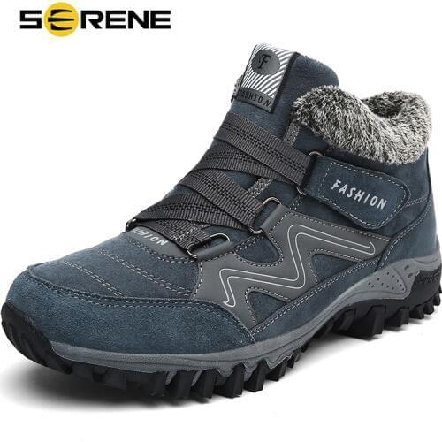 SERENE Brand Mens Boots High Quality Male Shoes Suede Work Shoe Warm Fur Winter Casual Snow Bot Man Sneakers Mens Ankle Boots
