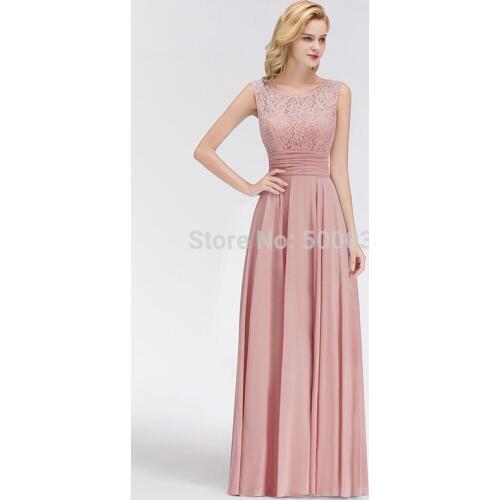 New Cheap Real Image Scoop Neck Evening Dresses Chiffon Lace Top Ruched Sleeveless Prom Party Gown Formal Occasion