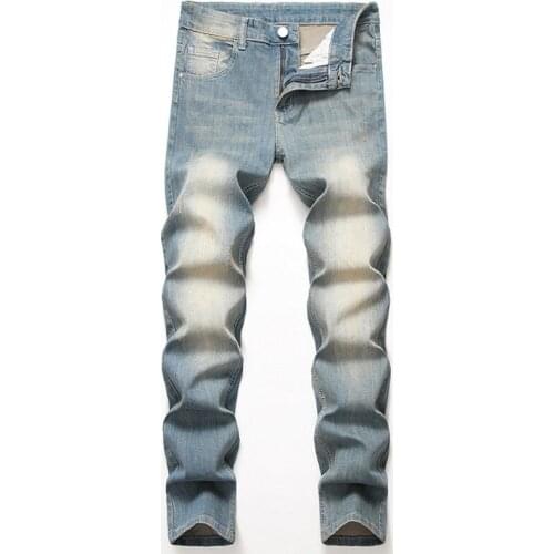Mens New Straight Stretch Large Jeans Skinny Ripped Jeans Slim Denim Pencil Pants Hip-hop Denim Trousers Fashion Cowboy Men