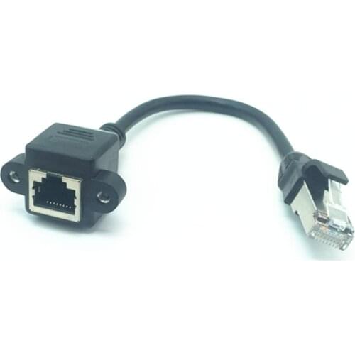 10cm RJ45 8P8C Extension Network LAN Screw Cable Panel Male To Female Mount Ethernet