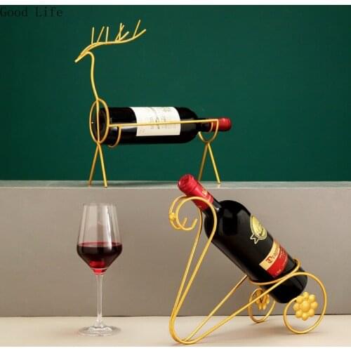 European Style Simple Elk Shape Wrought Iron Wine Rack Creative Home Ornaments Club Hotel Home Metal Wine Glass Rack