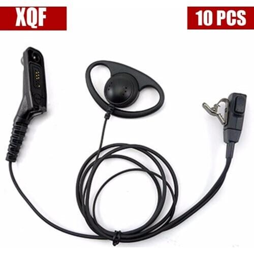 XQF 10PCS D Shape Earpiece Headset Mic for Motorola XPR6500 XPR6550 XPR6580 APX7000 APX6000 etc
