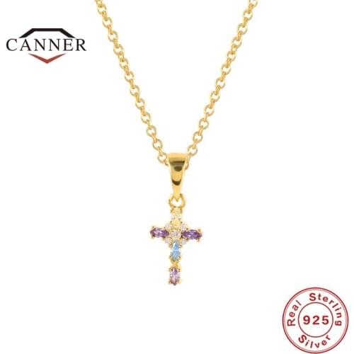 CANNER 925 Sterling Silver Colored Zircon Enamel Heart Pendant Chain Necklace for Women Party Wedding Clavicle Necklaces Jewelry