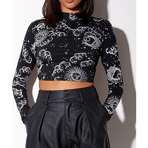 Women Sexy Blouse Elegant Slim Pullover Tops Slim Pullovers Long Sleeve Tiger Stripe Sun Print Crop Top Backless Bandage Blouse