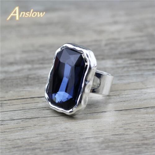 Anslow Brand Vintage Big Crystal Adjustable Size Women Female Wedding Engagement Rings Mothers' Day Gift Jewelry Gift LOW0051AR