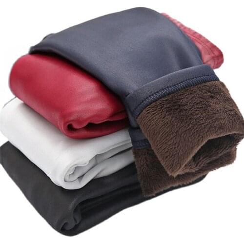 Winter Leggings for Baby Girl Children Skinny Trousers Slim 2021 New Autumn Plush Long Pants Kids for Girls Leather Pants 2-10y