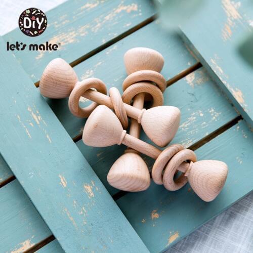LetS Make 1pc Cone Type Beech Wooden Baby Rattle Baby Rattles Crib Mobiles Wood Infant Baby Teether Toys Baby Rattle For Kids