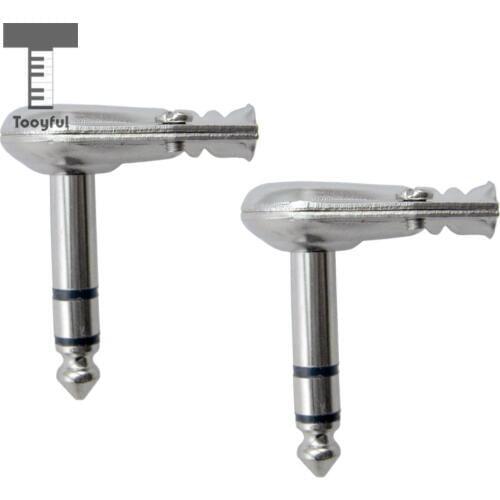 2pcs Right Angle 6.35mm 1/4'' Male Stereo Jack Phone Guitar Cable Audio Connector