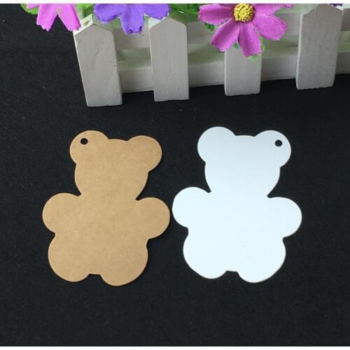 200PCS Kraft Blank Hang Tags Bear shape Gift Tags Paper Price Tag Retro Packaging Labels Party Favor Cards For Boxes/Handicraft