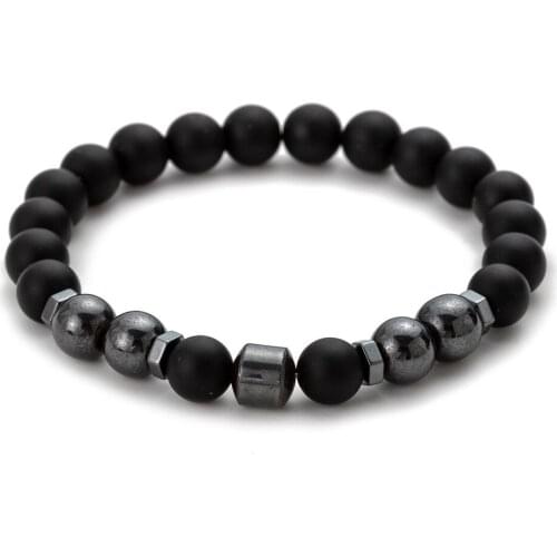 2021 Simple Fashion Mens Bracelet Black Magnet Elastic Frosted Stone Magnet Men and Women Health Care Bracelet Bracelet Bracele