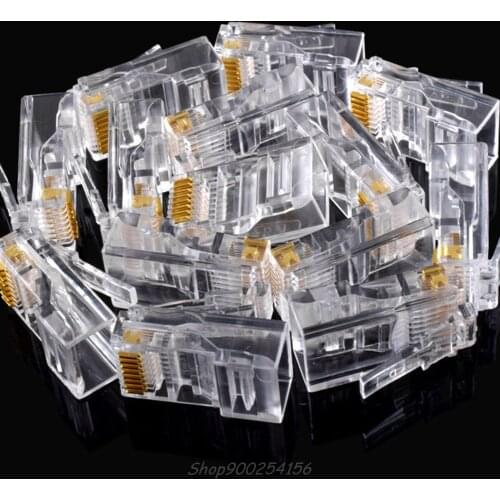 25Pcs Gold plated RJ45 Net Network Modular Plug Cat5 CAT5e Connector New Jy17 20 Dropship