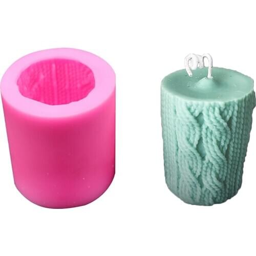 3D Knitting Wool Cylinder Silicone Muld Candle Silicone Mould Lines Cylinder Shape DIY Candle Mold Craft Tools