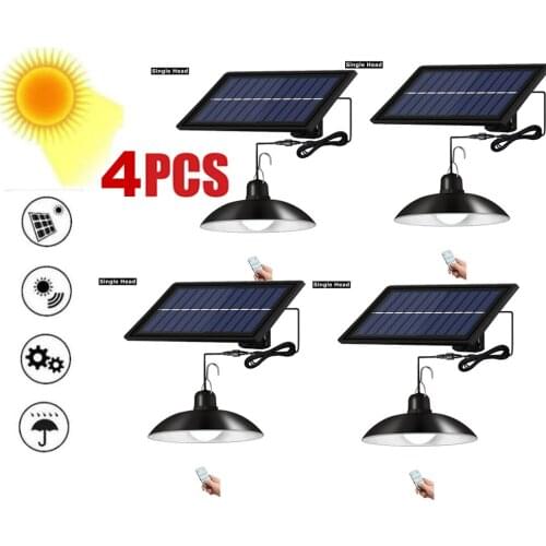4pcs remote 30led 2 head Retro Lampshade Solar Powered Pendant Light Light Bulb Chandelier Solar Pendant Light Waterproof Solar