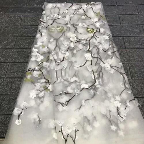 African tull Lace Fabric High Quality 3D Flowers Voile Lace French Net Lace Fabrics 2020 Nigerian Lace Fabrics For Wedding