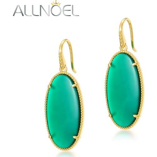 ALLNOEL Brass Hip Hop Style Earrings For Women Green Agate Round Copper Funny Earring 2021 Trend Anniversary Fine Jewelry New