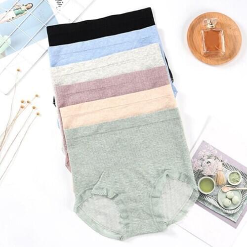 Seamless Cotton High-Waist Seamless Aben Lace Edge Breathable Ladies Briefs One Size