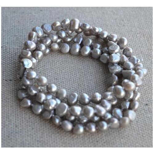 Dark Gray Pearl Bracelet 4 Rows AA 6-7MM Baroque Genuine Freshwater Pearl Bracelet Magnet Clasp Charming Women Gift Jewelry