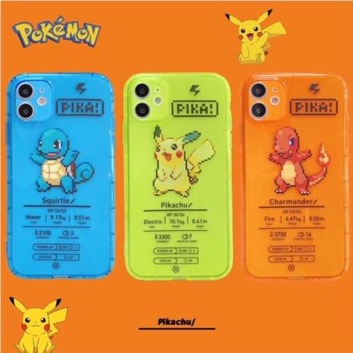 Pokemon Pikachu Cartoon Silicone Couple Phone Case Fluorescent Squirtle Charmander for Iphone 7 8Plus X Xr Xs Max 11 Promax