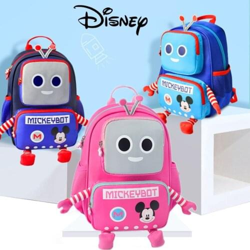 Disney Cartoon Backpack Kids Robot Baby Kids Backpack Gilrs Boys School Bag Kids Bag Mickey Minnie High Quality Pre-design