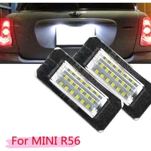 For Mini Cooper R56 R57 R58 R59 Car Light Source Error Free AOSHIKE 2PCS White 18SMD Car LED License Plate Light Lamp Beads