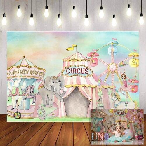 Mehofond Photography Backdrop Circus Theme Cartoon Elephant Newborn Baby Shower Birthday Party Backdrop Studio Photo Prop