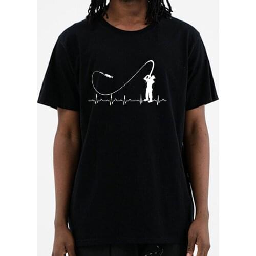 New Fishinger Heartbeat T Shirt - Funny Fish Fisherman Gift Idea Fashion Men T-Shirt Fashion Short Sleeve Cotton O Neck Top Tee