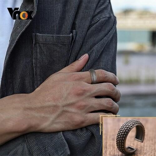 Vnox Retro Punk Rivet Rings for Men, 7MM Stainless Steel Male Bands Jewelry, Rock Hip Hop Finger Accessory