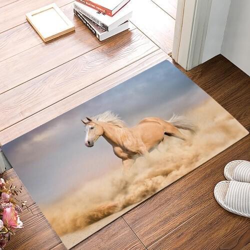 Running Wild Horse Doormats For Entrance Way Dirt Debris Mud Trapper Boot Shoes Scraper Machine Washable Accessory Sets Natural
