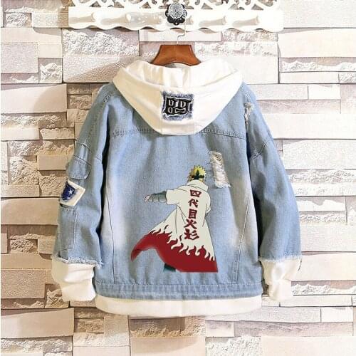 Autumn and Winter Cartoon Pattern Printing Jacket Men and Women Anime Casual Loose Student Denim Jacket