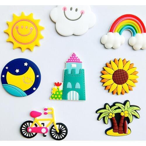 1PCS Fridge Magnets Rainbow Clouds Sun Moon Soft PVC Fridge Magnets Fit Refrigerator Magnets Gift Fit Office Blackboard 2019 New