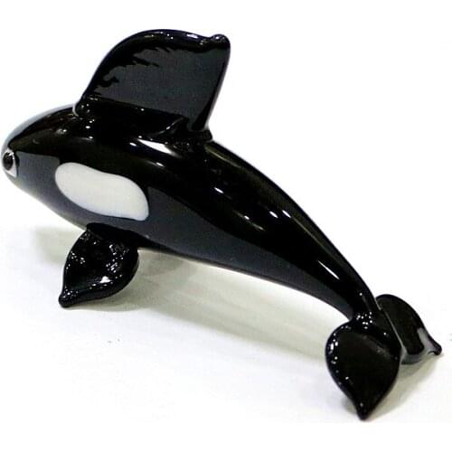 Miniature Glass Killer Whale Figurine Cute Vivid Sea Animals Craft Ornaments Gifts For Kids Home Table Aquarium Decor Collection