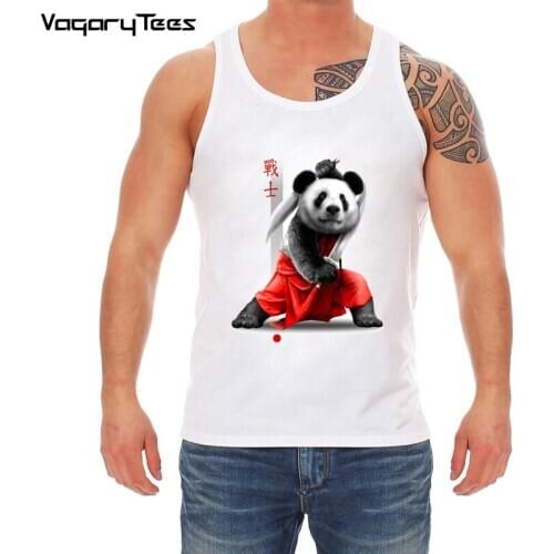 Newset Panda Armored Samurai printed men tank cool funny design mens tank top casual cute animal mens clothing