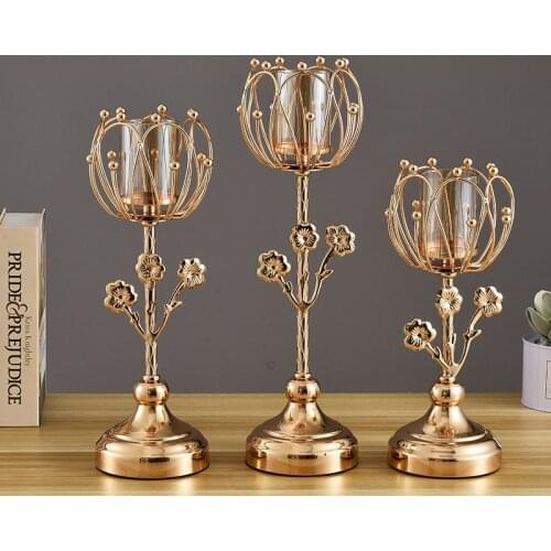 New Nordic light luxury candlestick creative iron glass wind-proof candlestick home decoration decoration wedding props