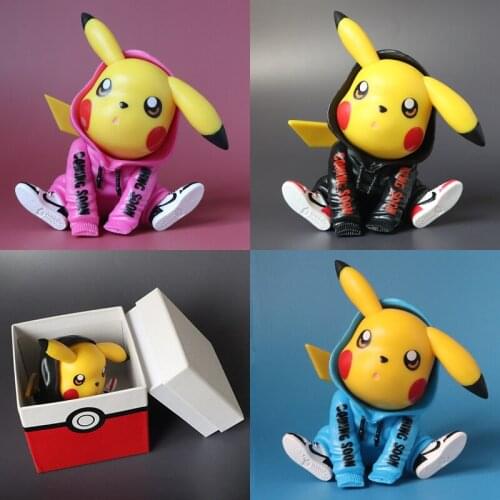 Pokemon Pikachu Pink and Blue Hoodie Sneakers Cute Action Figure Ornament Model Toys