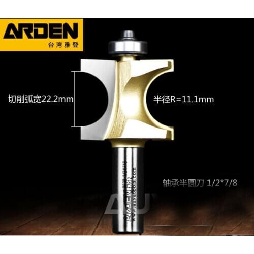 Semi-rod woodworking cnc end mill bits with bearing for slotting chamfering