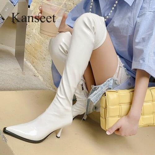 Kanseet Sexy Pointed Toe Slim Stretch Women Long Boots 2021 Autumn Winter Fashion Thin High Heels Hot Sale Over The Knee Boots