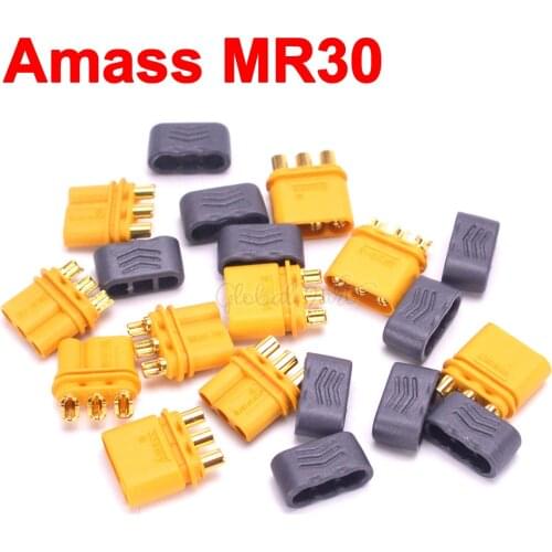 5pair/lot Amass MR30 Connector Plug With Sheath Female and Male Upgrated of XT30 for RC Lipo Battery RC Multicopter Airplane