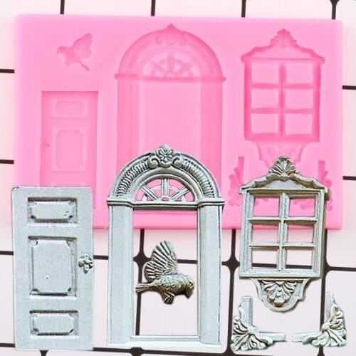 Window Door Frame Border Silicone Mold Bird Cupcake Baking Fondant Cake Decorating Tools Candy Clay Chocolate Gumpaste Mould