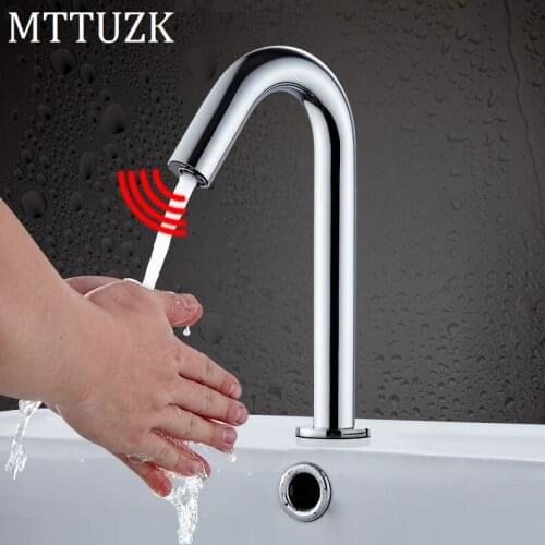 MTTUZK Deck Mounted Chorme Plating Automatic Sensor Faucet Bathroom Basin Touchless infrared Faucet Hot Cold Heighten Taps