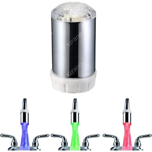 Temperature sensor 3 colors water power faucets with lights with adaptors