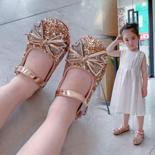 New Girls Single Princess Shoes Pearl Shallow Childrens Flat Shose Kid Baby Bowknot Shoes 2021 Spring Autumn