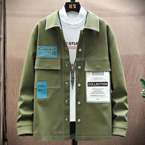 Spring Autumn Mens Jacket Streetwear Fashion Big Pockets Solid Cotton Army Green Black Cargo Outwear Work Coat Plus Size 8XL