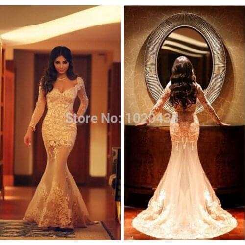 Таблица размеров long sleeve Mermaid Vintage V-Neck Appliques Prom Custom vestido de festa longo Bespoke Wedding Dresses