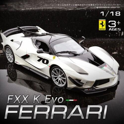 1:18 Ferrari FXXK EVO Sound and Light Alloy Simulation Pull Back Car Model Carton Box Alloy Car Model