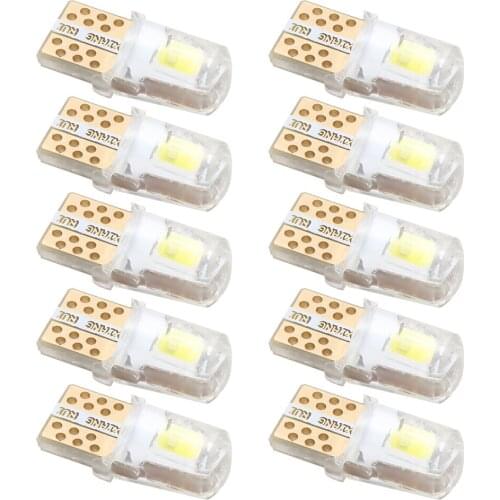 10Pcs T10 License Plate Light Car W5W LED Bulbs 5730 2SMD Silicone Turn Signal Lamp Auto Interior Lamp Canbus Dome Reading Light
