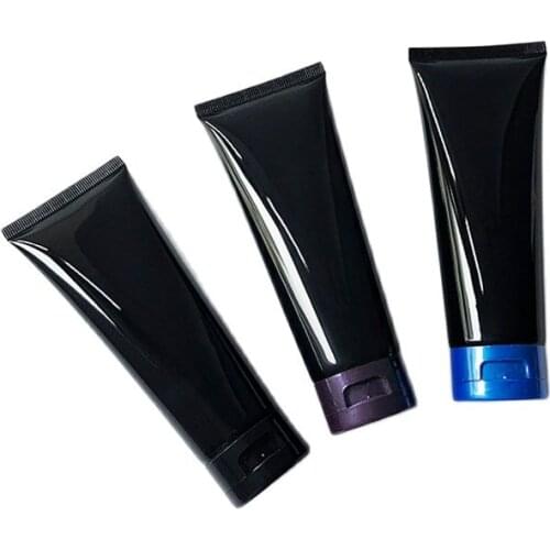 100ml Black Squeeze Tube Glossy Cosmetic Soft Tube Fashion Portable Travel Makeup Tools Refillable Hand Cream Containers 50pcs