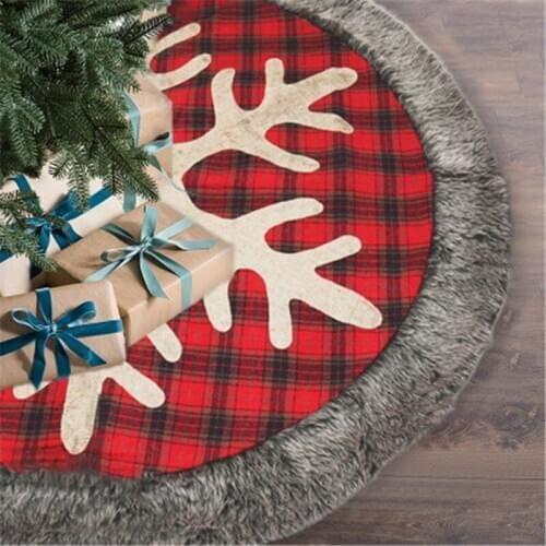 2020 Christmas Tree Skirt Ornaments Red Gingham Holiday Scene with Christmas tree bottom Xmas decoration tree apron